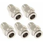 Beduan Pneumatic BPC Nickel-Plated Brass Push to Connect Air Fitting, 1/4" Tube OD x 1/4" NPT male Thread Straight Push Lock Fitting (Pack of 5)