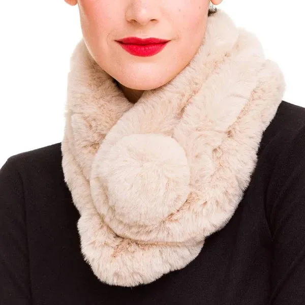  Fur Collar Scarf for Women Faux Fur Scarves Pontevedra Collection 2 - Beige