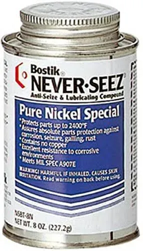 NSBT-8N Silver Pure Nickel Special Anti-Seize Compound, -297 Degree F Lower Temperature Rating to 2400 Degree F Upper Temperature Rating, 8 fl. oz. Brush Top Can by Never-Seez