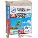 Eagle Claw Tools and Fasteners 8 x 1 5/8 inch Stainless Steel Deck Screws 100 Box T20 Star Drive Included