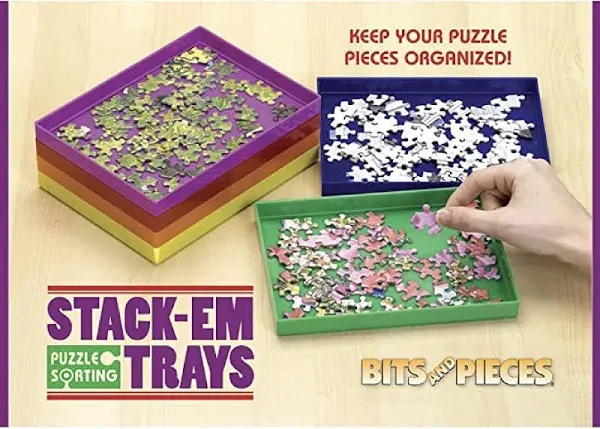 Bits and Pieces Regular Puzzle Stack-Em Sorting Trays Puzzle Piece Sorter New