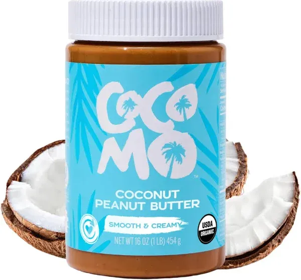 Cocomo Coconut Peanut Butter, Organic Peanut Butter, Natural, Gluten Free, Vegan, High Protein, Healthy Snack, Smooth and Creamy Spread, 16oz