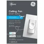 GE CYNC Smart Ceiling Fan Control, Neutral Wire Required, Bluetooth and 2.5 GHz Wi-Fi 4-Wire Smart Switch, Works with Amazon Alexa and Google Home, White