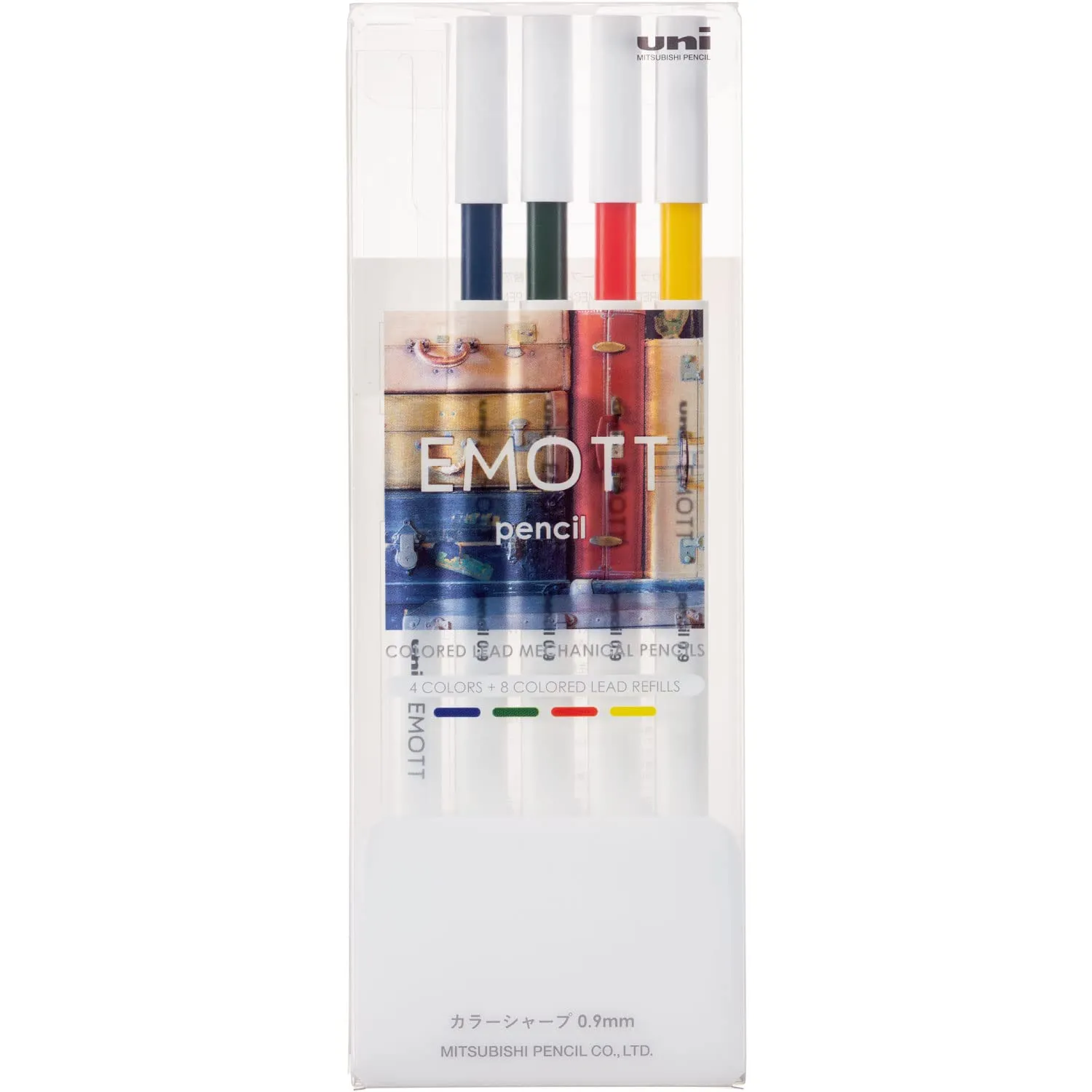 Mitsubishi Pencil M9EM4CL.NO1 EMOTT Pencil with Sharp Color Lead, 0.9, 4 Colors, No.1, Refreshing Color