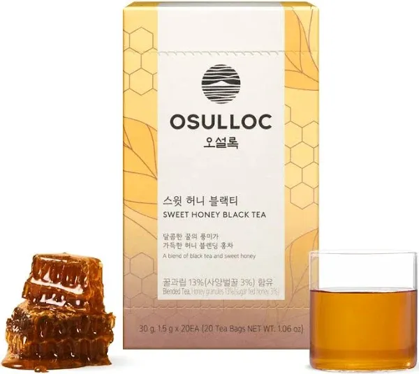 OSULLOC Vanilla Honey Black Tea (20 count, 1.05 oz), Black tea filled with Sweet Flavor of French Vanilla and Honey, Premium Blended Tea bags from Jeju Island