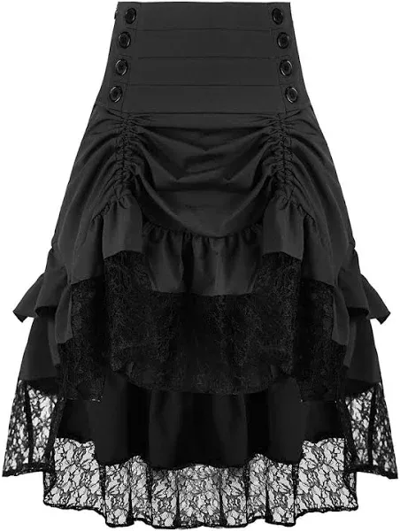 Women's Gothic Steampunk Skirt Renaissance High Low Skirt