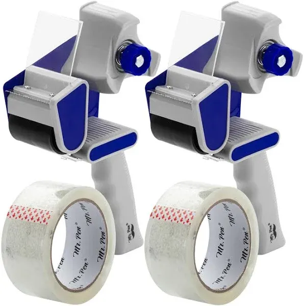 Mr. Pen - Packing Tape Dispenser Gun 2-Inch, 2 Pack with 2 Rolls Tape, Heavy Dut