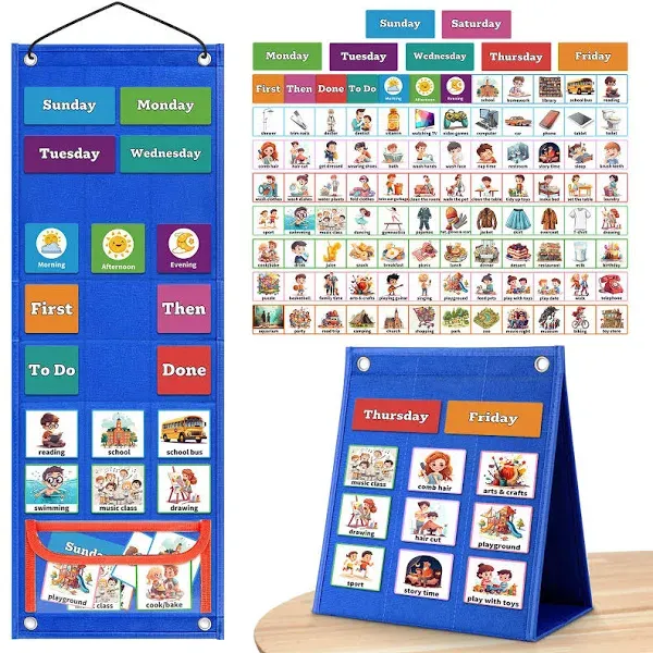 Visual Schedule for Kids Chore Chart，103 Daily Schedule Board Routine Pocket Cha