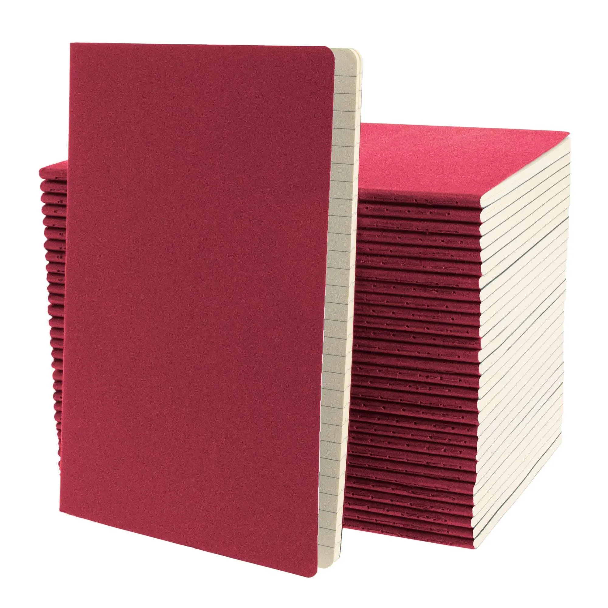 A5 Notebooks - Lined Books with 92 pages, 5.5&#034; x 8.3&#034; (Wine, 30 pack)