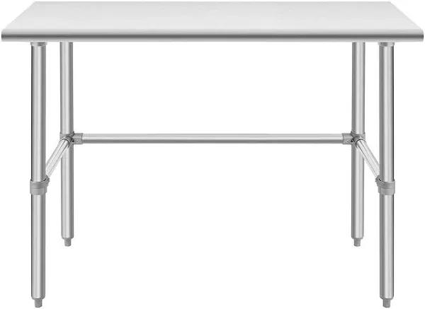 Hally Open Base Stainless Steel Table 24 x 60 Inches, NSF Commercial Heavy Duty Prep & Work Table with Galvanized Legs for Restaurant, Home and Hotel