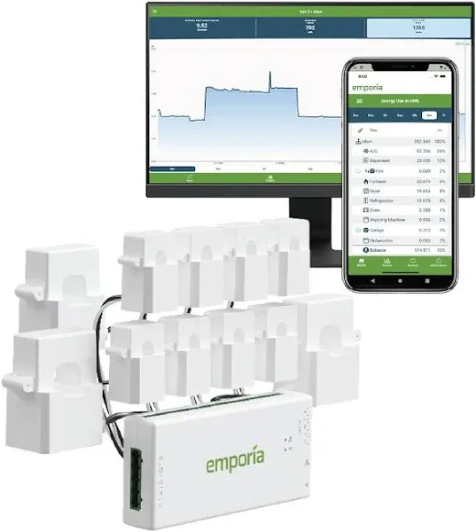 Emporia Gen 3 Smart Home Energy Monitor with 8 50A Circuit Level Sensors | Ho...