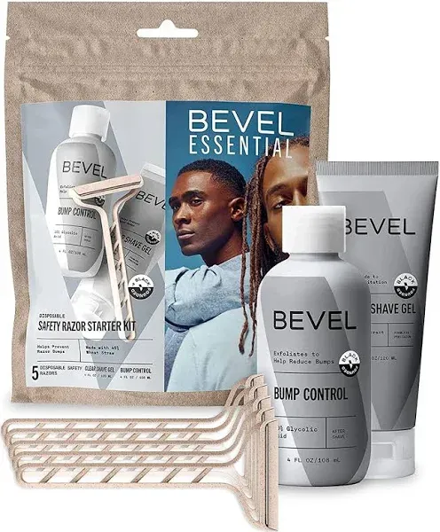 Bevel Essentials Disposable Travel Safety Razor Shaving w/5 Razors, New