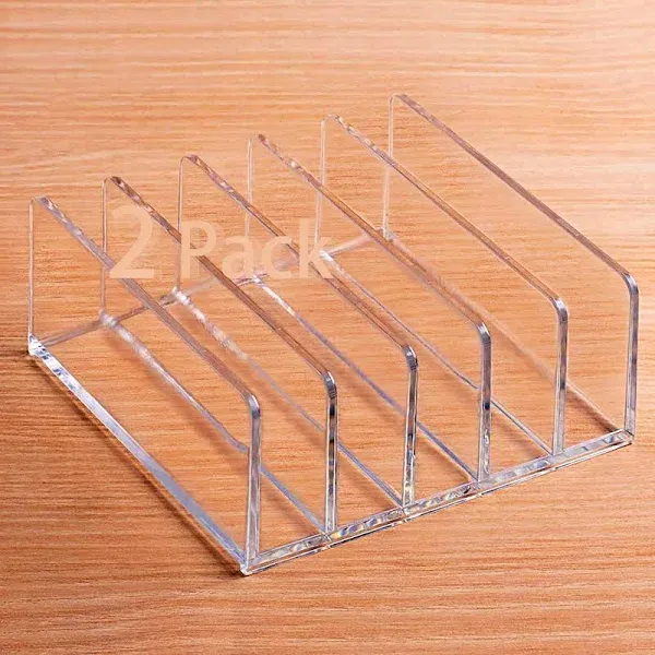 Acrylic Desk Organizer for Sorting Mail, Business Card 2 Pack, 5 Slot Mail Clear