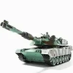 Bvrorere Remote Control Tank, RC M1A2 Abrams Army Tank Toy with Camouflage Body, 2.4GHz 9-Channel RC Milirtary Vehicles with Realistic Sounds and Lig