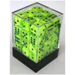 Dice d6 Sets: Vortex Bright Green with Black - 12mm Six Sided Die (36) Block ...