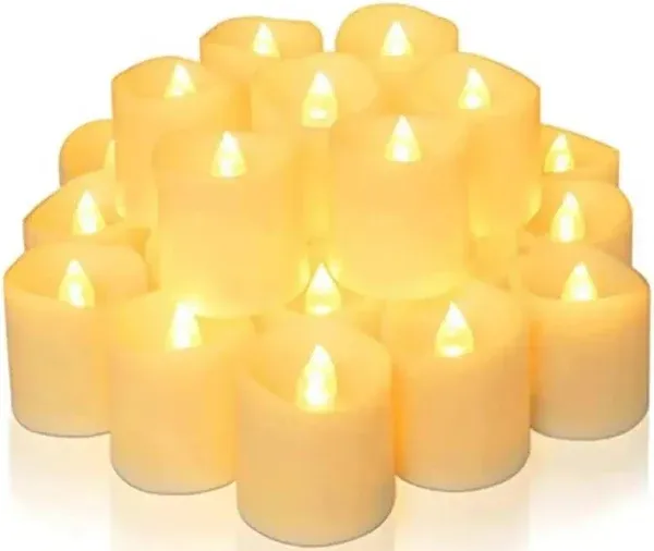 Led Flameless Flickering Votive Tea Lights Candles Battery Powered Set of 24 ...