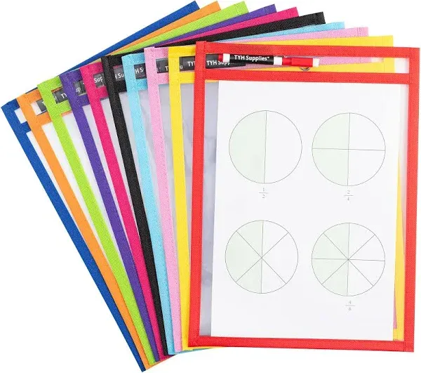 TYH Supplies Reusable Dry Erase Pockets