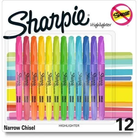 Sharpie Pocket Highlighters Assorted Chisel Tip Pack of 12