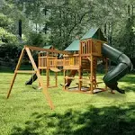 Gorilla Playsets Treasure Trove I Swing Set, Green Vinyl Canopy