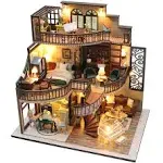 Lannso DIY Dollhouse Miniature Kit, Doll House Kit with Dust Proof Cover and Music Box