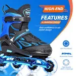 2pm Sports Vinal Girls Adjustable Flashing Inline Skates, All Wheels Light Up, Fun Illuminating Skates for Kids and Men