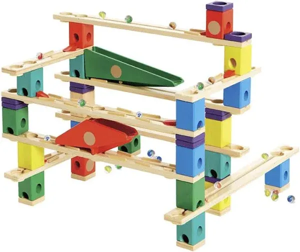 Hape Quadrilla Wooden Marble Run Construction - Vertigo - Quality Time Playing Together Safe and Smart Play for Smart Families,Multicolor