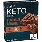 Ratio Soft Baked Bars, Chocolate Brownie, 1g Sugar, Keto Friendly, 5.34 oz (6...