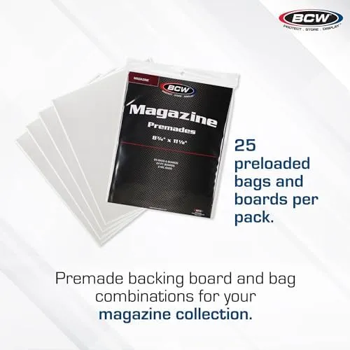 BCW Thick Magazine Bags Resealable Poly &amp; BCW Magazine Boards 15 CT. EA. PREMADE