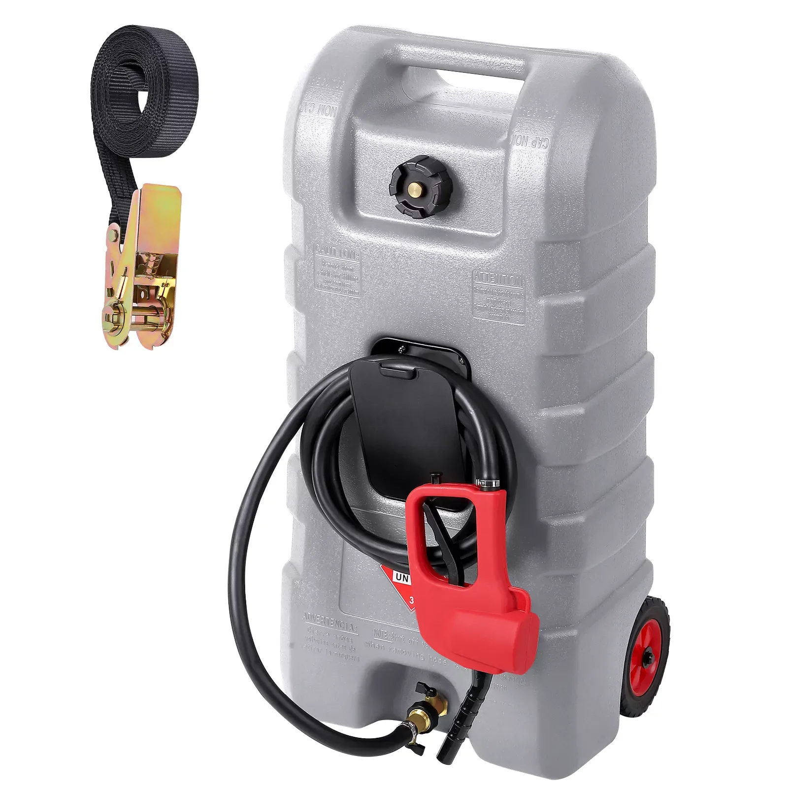 GAOMON Fuel Caddy, 15 Gallon Portable Gas Fuel Tank Container with Le Fluid Transfer Siphon Pump and 10ft. Delivery Hose