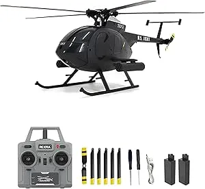 GoolRC C189 RC Helicopter, 4CH Remote Control Helicopter, 1:28 2.4GHz MD500 RC Aircraft with 6-Axis Gyro, Dual Brushless Motors, One Key Take Off/Landing for Adults, 3 Batteries (Black)