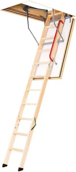 LWF Fire-Rated Insulated Wood Attic Ladder 7 ft. 5 in. - 8 ft. 11 in., 22.5 in. x 47 in. with 350 lbs. Load Capacity