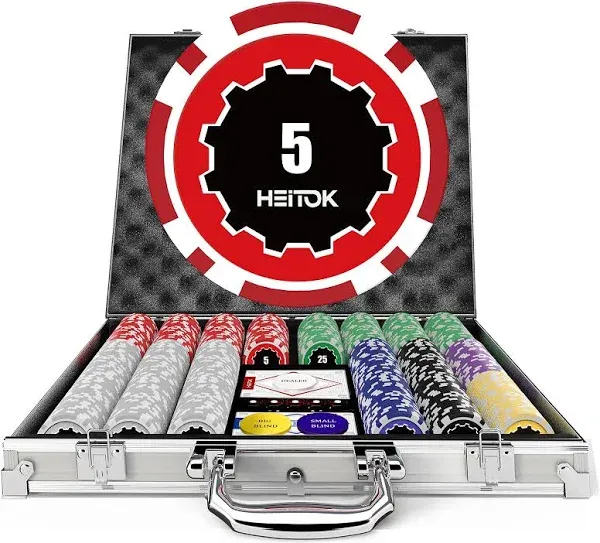 Poker Chip Set - 500PCS Poker Chips with Aluminum Case, 11.5 Gram Chips for Texas Holdem Blackjack(500pcs)