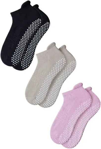 RATIVE Anti Slip Non Skid Barre Yoga Pilates Hospital Ankle Socks with grips ...