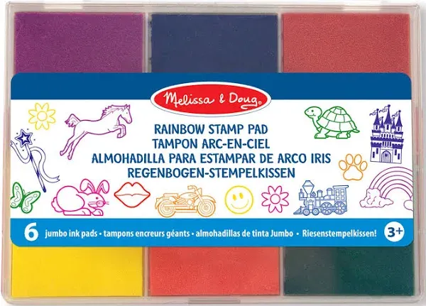 Melissa & Doug Rainbow Stamp Pad For Rubber Stamps, Arts And Crafts Supplies For Kids Ages 4+, 6 Washable Inks