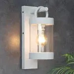 Porch Light White Dusk to Dawn Outdoor Wall Light,13in Large Exterior Lighting Fixture for House Garage Front Door,Waterproof Outside Hanging Lamp E26 Wall Mount Lantern(Bulb Not Include)