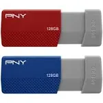 PNY USB 3.0 Flash Drives, 128GB, Assorted Colors, Pack Of 2 Drives