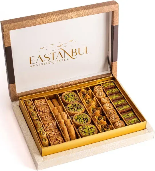 Eastanbul Baklava 1.1lb, Baklava Gift Box, Baklava Pastry, Middle Eastern Sweets Gift Box, Premium Gourmet Desserts, Baklava Pistachio & Cashew Rich