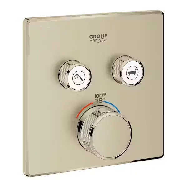 Grohtherm Smart Control Dual Function Square Thermostatic Trim with Control Module in Brushed Nickel