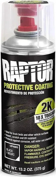 RAPTOR Black UP4883 Bedliner 13.02 Oz 2K Aerosol, 7d-3 Cubic_Meters, 400ml