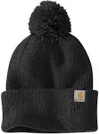 Carhartt Women's Black Knit Pom-Pom Cuffed Beanie