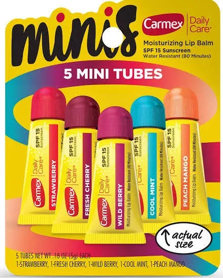 Carmex Daily Care Moisturizing Lip Balm *4pk Mini Tubes* SPF 15 Various Flavors