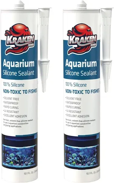 Kraken Bond Aquarium Silicone Sealant Clear - (1x10.1 fl. oz.) 100% Waterproof Aquarium Safe Silicone, Non-Toxic Fish Tank Safe Sealant, Fast Curing and Strong Adhesion, 1 Pack