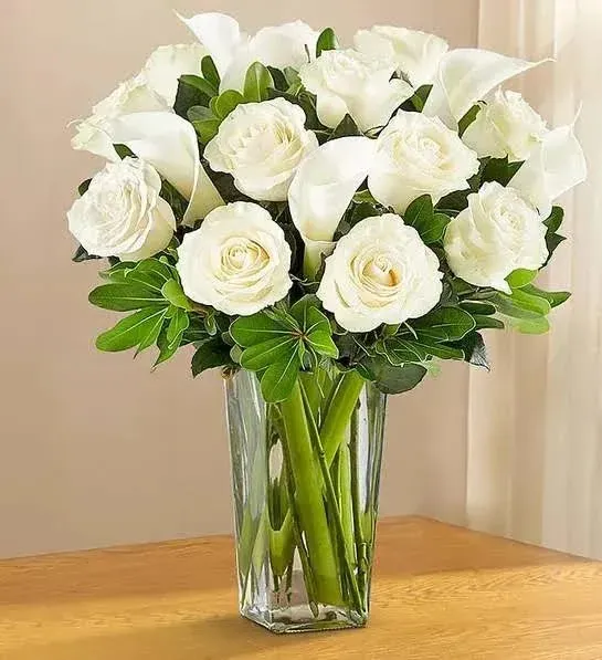 From You Flowers - With All Our Sympathy Lily Arrangement with Glass Vase (Fresh Flower Bouquets) Birthday, Anniversary, Get Well, Sympathy, Congratulations, Thank You