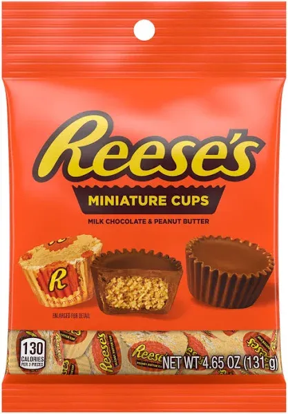 Reeses Miniatures Milk Chocolate Peanut Butter Cups Candy Bag - 4.65 Oz