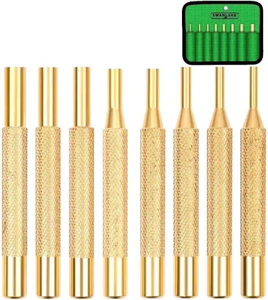 SWANLAKE 8-Piece Brass Punch Set, Removing Repair Tool1/8&#034; - 5/16&#034; Brass Pin Set