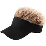 Novelty Visor Cap Adjustable Visor Hat with Spiked Wigs Fake Hair Visor for Adults