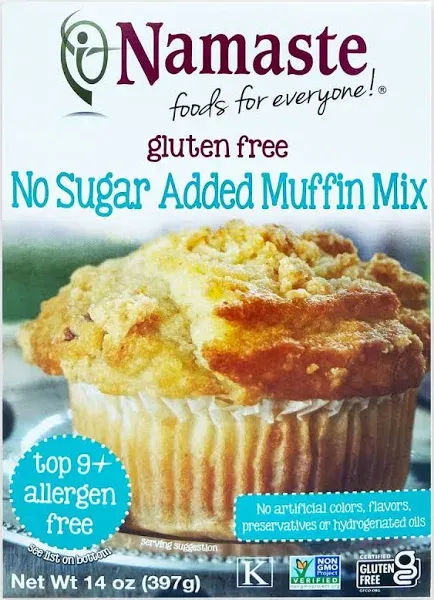 Namaste Foods, Gluten Free No Sugar Added Muffin Mix, 14-Ounce Bags (Pack of 6)