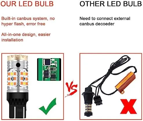 7443 LED Bulb Switchback 7444 T20 Anti Hyper Flash CANBUS Ready No Load Resistor Need Dual Color Amber Turn Signal Light Blinker, White Daytime Running Parking Light (Pack of 2)