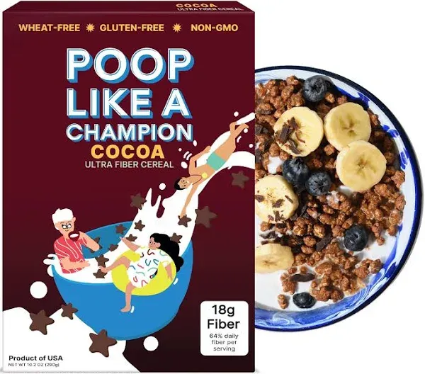 High Fiber Chocolate Cereal - Energizing Breakfast with Psyllium &amp; 18g Fiber