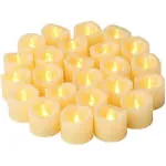 Led Flameless Flickering Votive Tea Lights Candles Battery Powered Set Ivory 